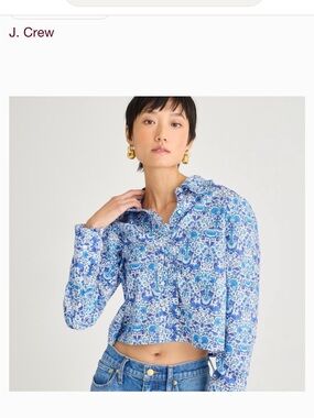 J. Crew Liberty of London Ruffle Trim Button Up Shirt